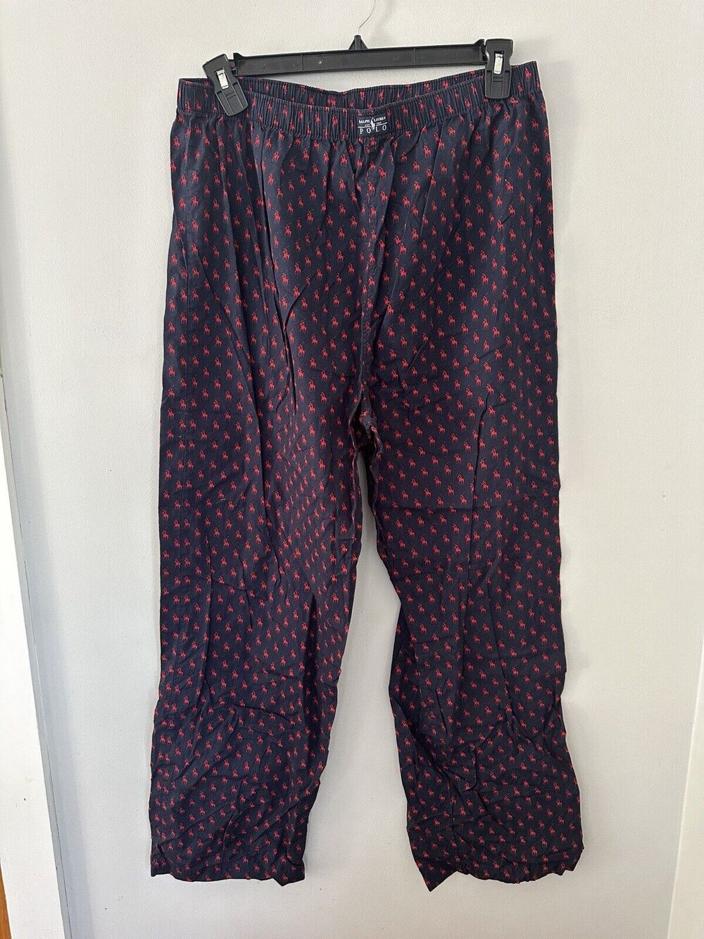 Polo Ralph Lauren Mens Large Navy Pajama Sleep Lounge Pants All Over Red Pony
